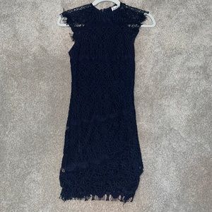 Xenia navy lace mini dress